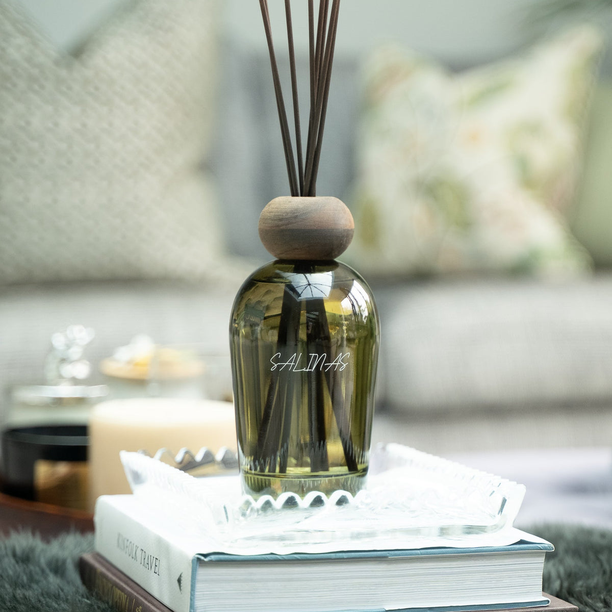 Salinas Menorcan large reed diffuser, styled at home — FREDA Home
