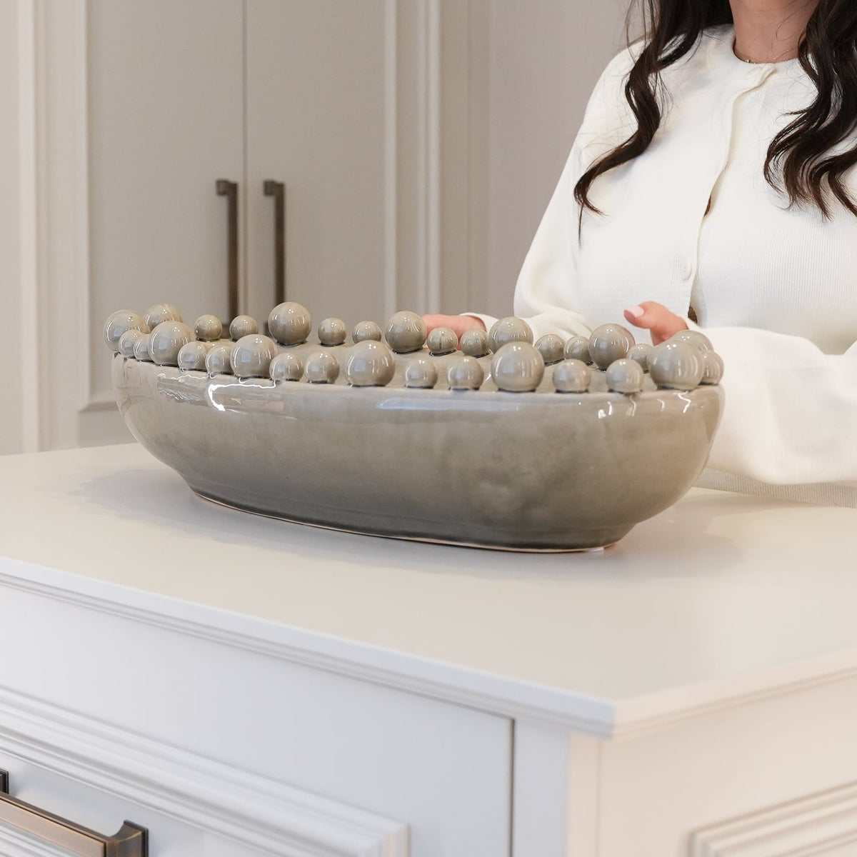 Oval Bobble ceramic bowl, styled at home — FREDA Home