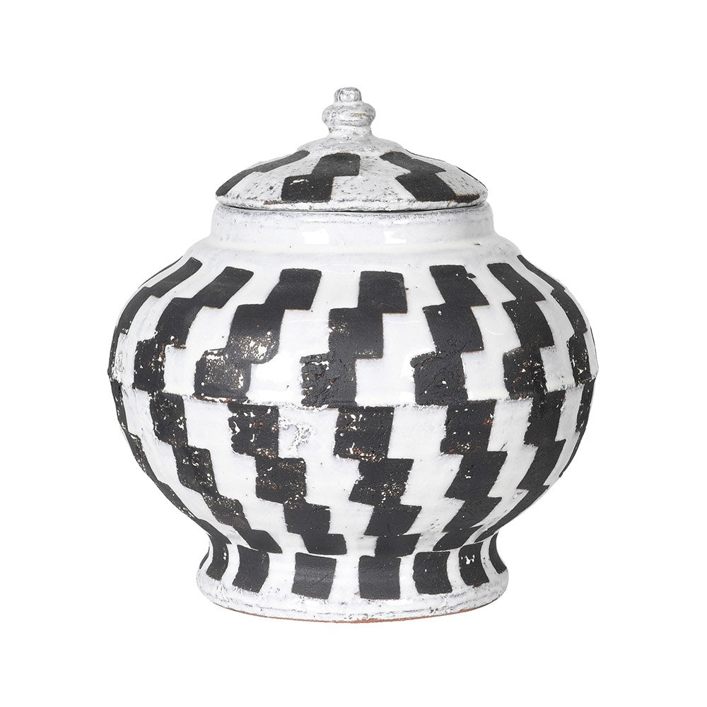 Checker lidded ceramic jar — FREDA Home