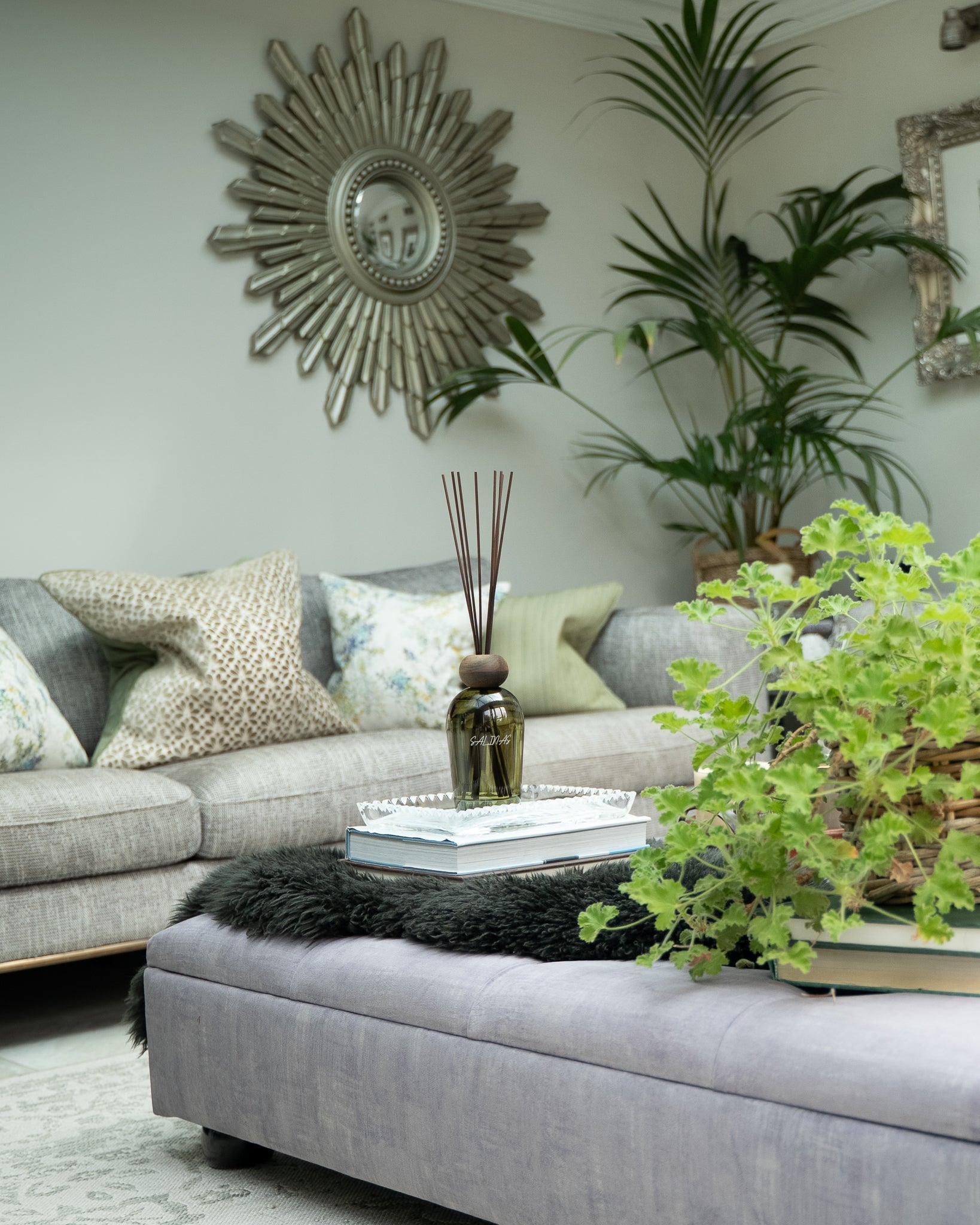 Salinas Menorcan large reed diffuser, styled at home — FREDA Home
