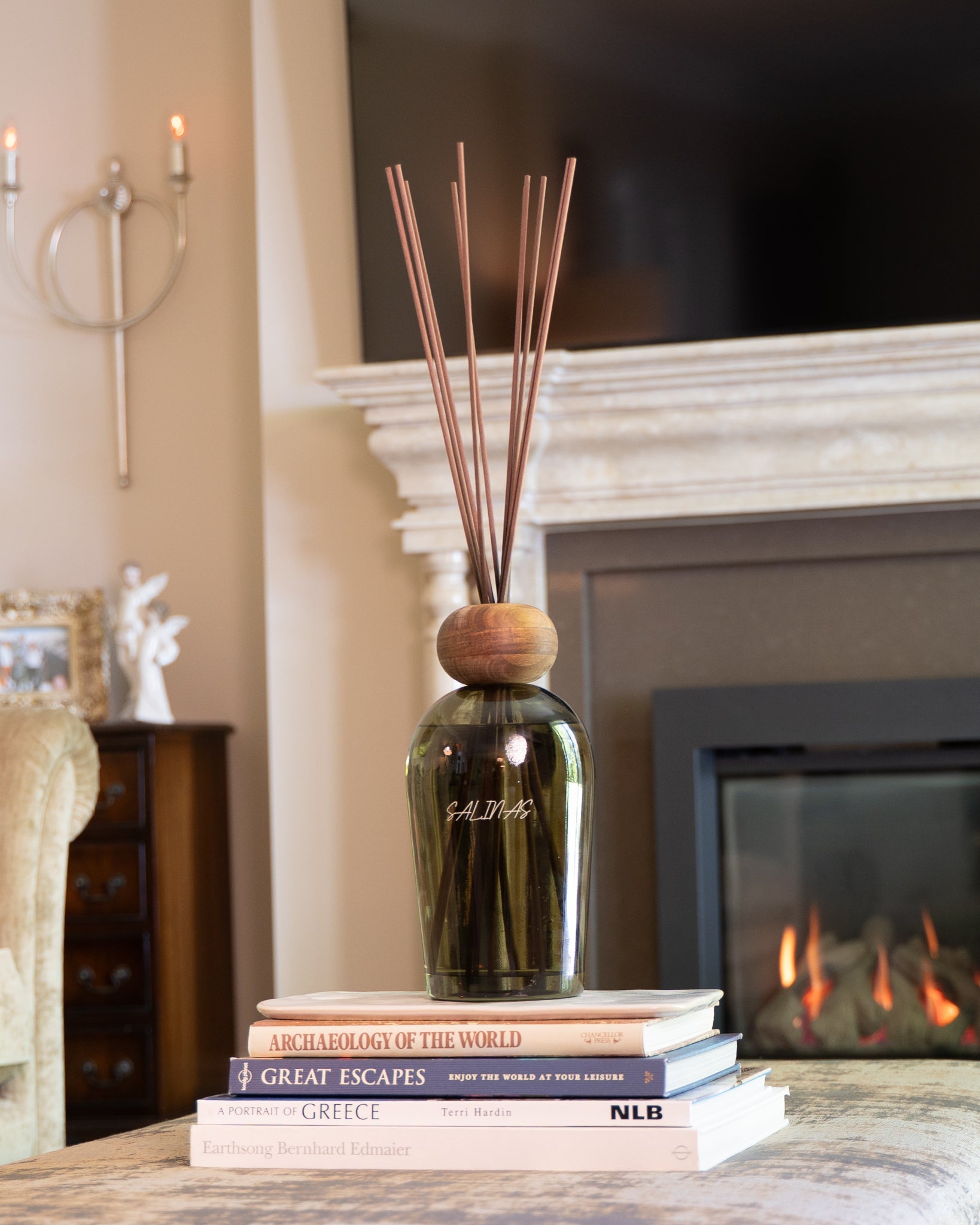 Salinas Menorcan extra large reed diffuser, styled at home — FREDA Home