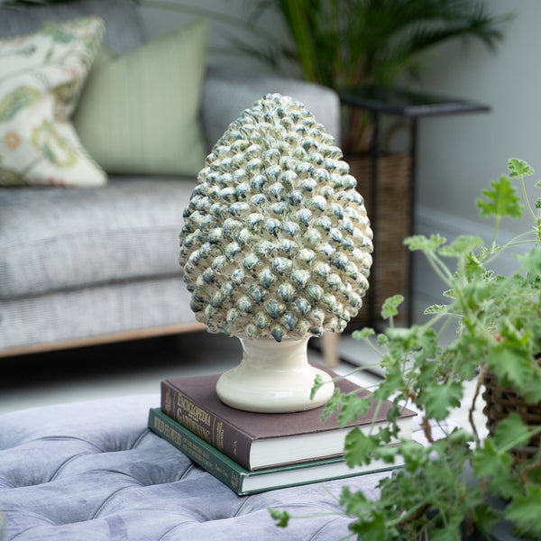 Olbia Pinecone ceramic ornament, styled at home — FREDA Home