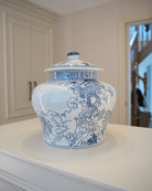 Chinese Carp lidded ceramic jar, styled at home — FREDA Home