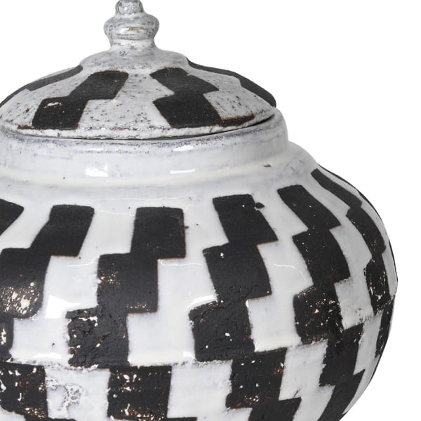 Checker lidded ceramic jar — FREDA Home