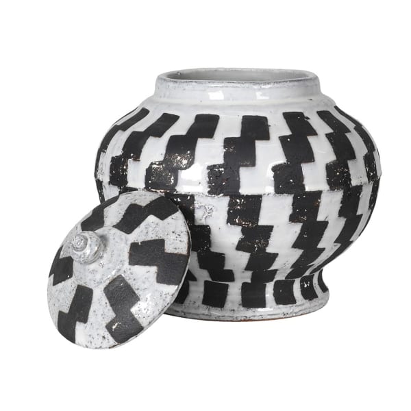Checker lidded ceramic jar — FREDA Home